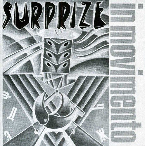 "Album cover with 'SURPRIZE' title, abstract pencil drawing, and 'in movimento' text on right."