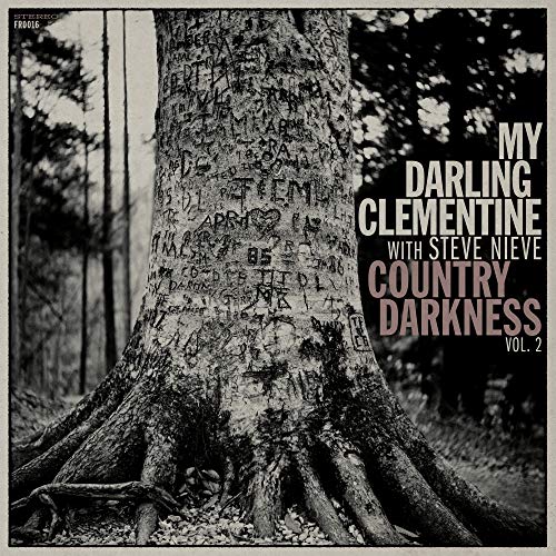 Black and white album cover featuring a tree trunk with carved initials and names.