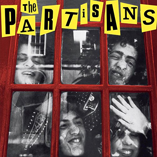 "Album cover with black-and-white faces in a red-framed window, yellow title strips."