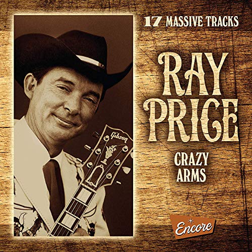 "CD cover with sepia-toned photo of Ray Price holding a guitar, wooden texture background."