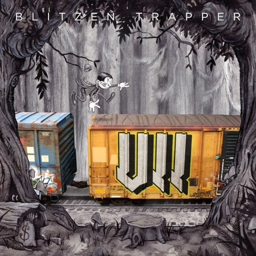 "Album cover art: cartoon train cars in a forest with 'VII' on one car."
