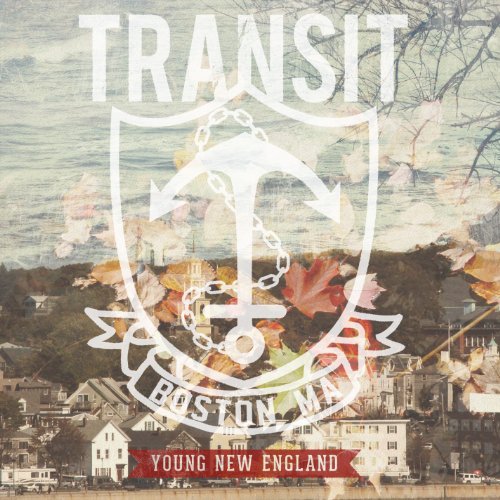 "Album cover with white anchor emblem and 'Transit' text over a New England town scene."