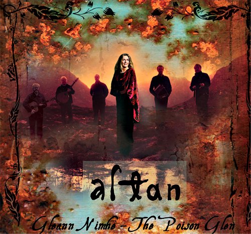 "Album cover with a woman and four men standing in a misty landscape."