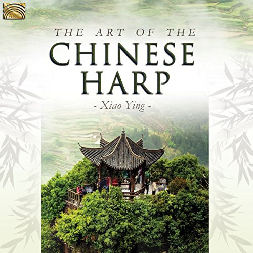 "CD cover featuring a pagoda on a lush hillside with 'Chinese Harp' title."
