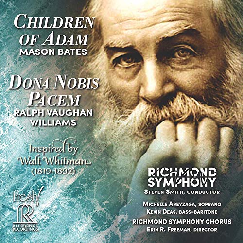 Album cover with a close-up of Walt Whitman's face on a blue background.
