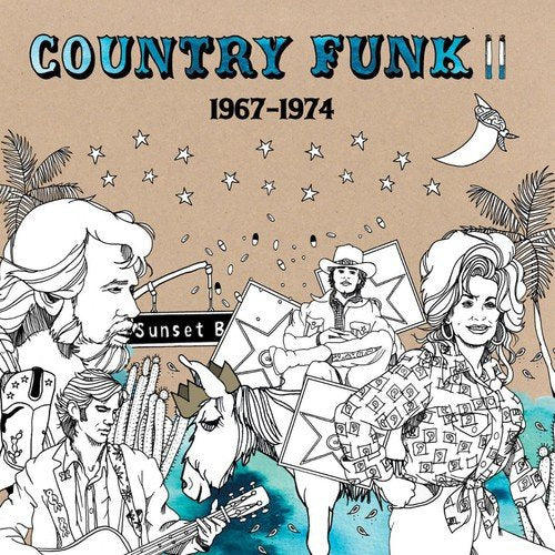 "CD cover art featuring cartoon musicians and 'Country Funk II' title."