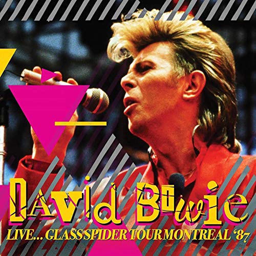 David Bowie album cover featuring a man singing into a microphone, geometric shapes.