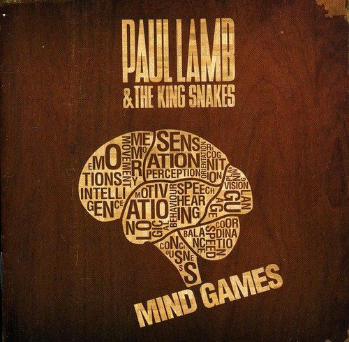 "Album cover with a brain-shaped word cloud on a dark red background."