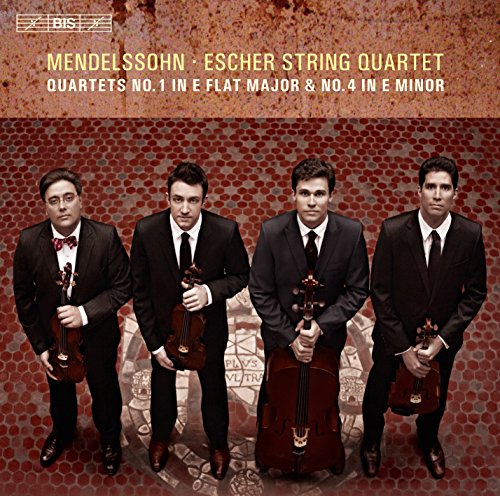 "CD cover featuring four men in suits holding string instruments."