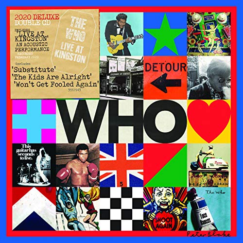 The image is a collage of various elements, including text, images, and graphics. A concise description is: "Collage of images and text with 'The Who' in large letters."