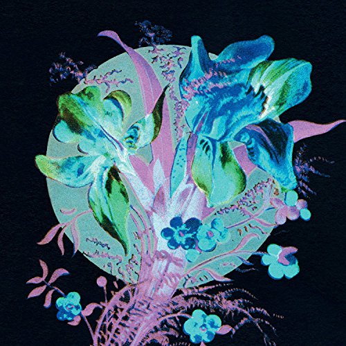 A vinyl record cover featuring a colorful floral design on a black background.