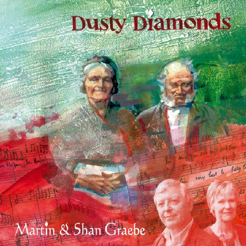 Album cover with layered images of four people and musical notes, titled "Dusty Diamonds".