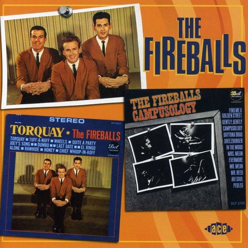Orange album cover with two smaller album covers displayed side by side.