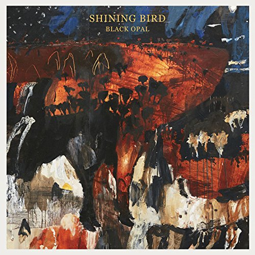 "Vinyl album cover with abstract artwork, featuring 'SHINING BIRD' and 'BLACK OPAL' in yellow text."