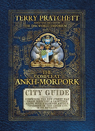 "Blue book cover with gold text and ornate illustrations, featuring a coat of arms."