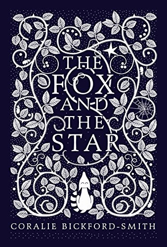 Navy-blue book cover with white title, floral border, and a small fox illustration.