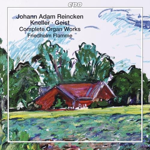 "Album cover featuring a painting of a red-roofed house surrounded by trees."