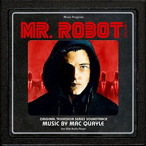 CD cover for "Mr. Robot" soundtrack, featuring a man in a hooded jacket.