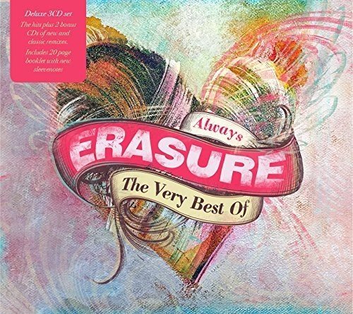 "CD cover art for Erasure's 'Always: The Very Best Of' with colorful abstract design."