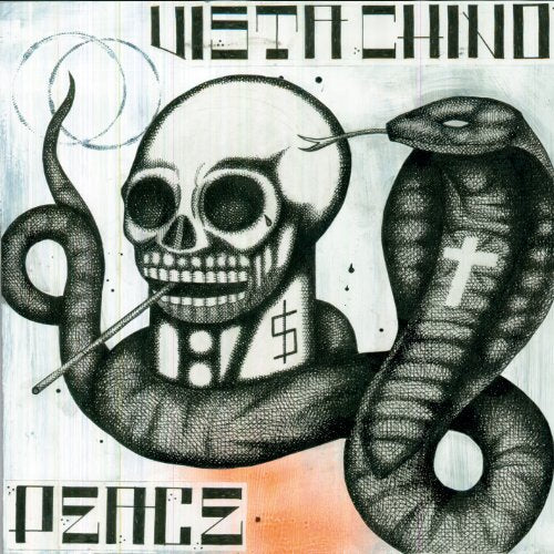 "Album cover art featuring a skull and snake with 'VISTA CHINO' and 'PEACE' text."