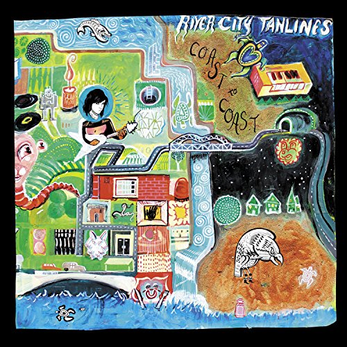 "Vinyl record cover with colorful, whimsical illustration of a house and landscape."