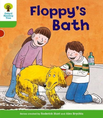 "Children's book cover: two children washing a dirty dog in a bathtub."