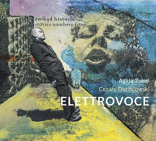 "Elettrovoce" CD cover featuring a man leaning against a textured wall with abstract background.