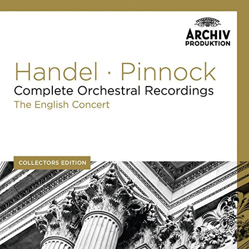 "Album cover with white and gold background, featuring ornate black-and-white architectural details."