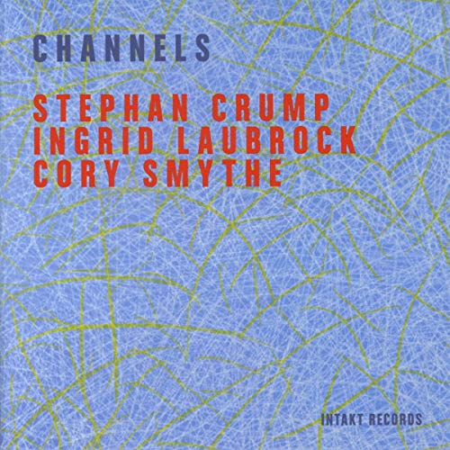 Blue album cover with intersecting lines and artist names in red and blue text.