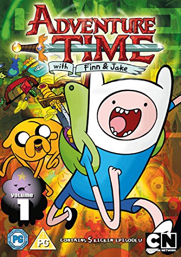 "Adventure Time with Finn & Jake DVD cover featuring cartoon characters Finn and Jake."