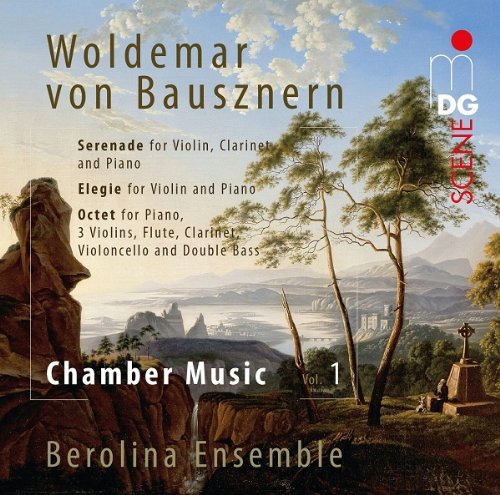 CD cover art featuring a serene landscape with trees, mountains, and a body of water.