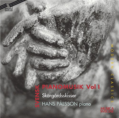 A black and white piano hand cover with red and yellow text overlay.
