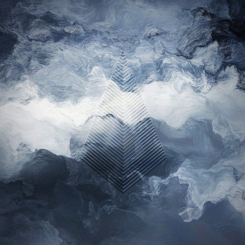 The image depicts an abstract, textured background with shades of grey and white. For accessibility purposes, a suitable alt text could be: "Grey and white abstract textured background with a chevron pattern."