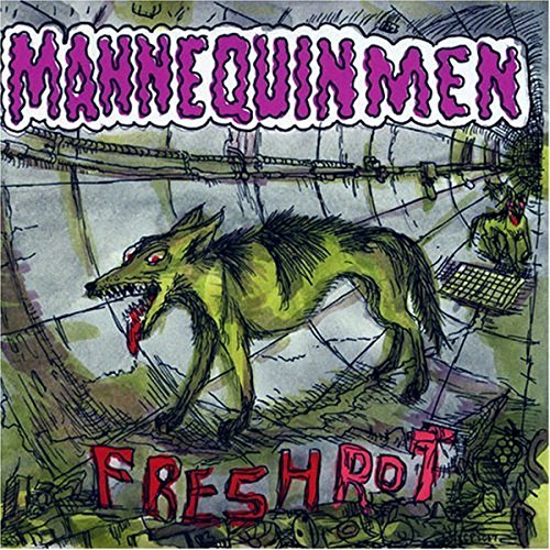 "Album cover art featuring a green, zombie-like dog with sharp teeth and red eyes."