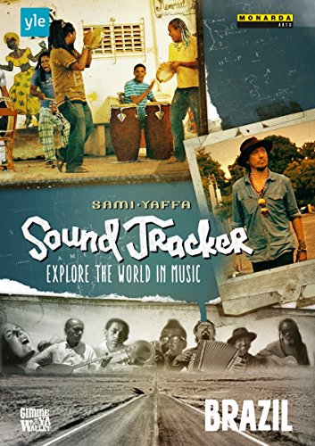 DVD cover for "Sound Tracker Explore The World In Music" featuring images of musicians and "BRAZIL".