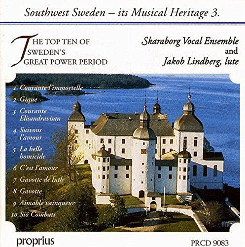 "CD cover featuring a large white castle by a body of water."