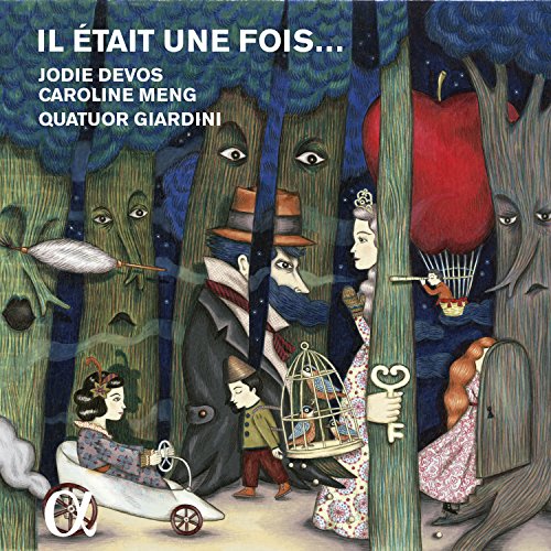 "Album cover with whimsical illustration of people in a forest, featuring tree trunks with faces."