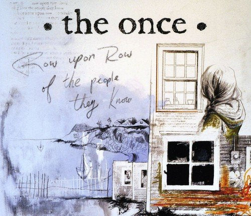 "Album cover art featuring a woman looking out a window, with handwritten text."