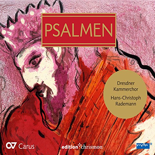 "Album cover with a drawing of a bearded king playing a harp, titled 'PSALMEN'."