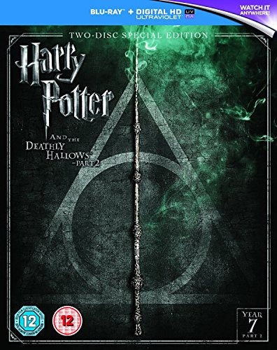 "Blu-ray case for 'Harry Potter and the Deathly Hallows Part 2' with dark cover art."