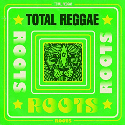 "Green album cover with lion's face and 'Total Reggae Roots' text."
