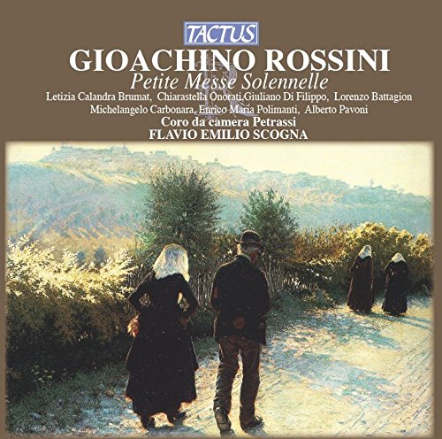 "CD cover with a painting of people walking on a path, surrounded by trees."