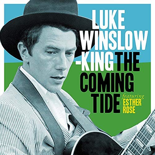 "Album cover featuring a man in a hat holding a guitar, blue and green background."