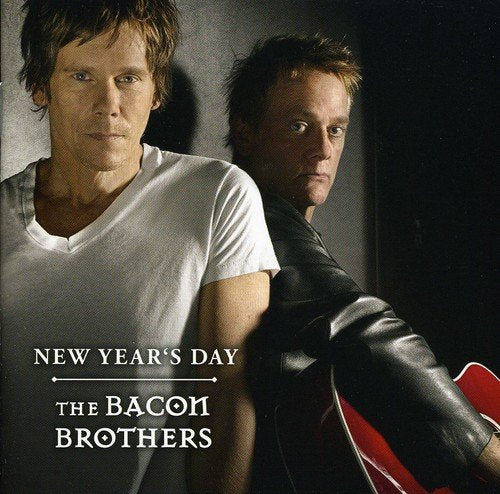 "Album cover featuring two men, one holding a red guitar, with 'The Bacon Brothers' text."