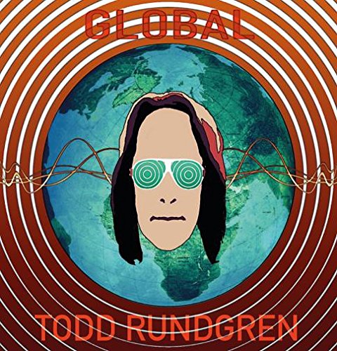 "Todd Rundgren's album cover: cartoon man with sunglasses over a globe, surrounded by rings."