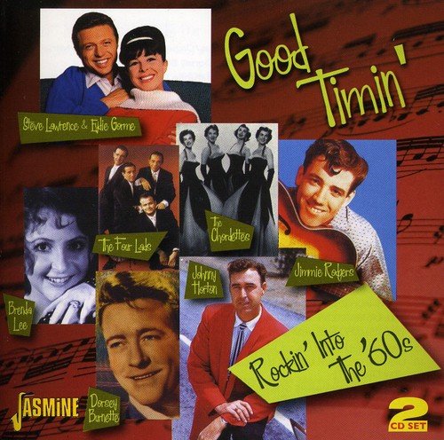 "Album cover with various 1950s/60s musicians on a red background."