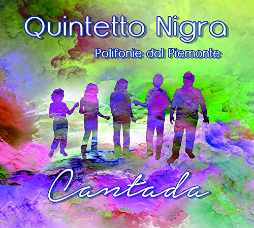 The image is a music CD cover. Alt text: "CD cover with five silhouetted figures against a colorful, watercolor background."