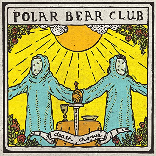 "Album cover art: Two figures in blue robes holding a sword, with 'Polar Bear Club' text."