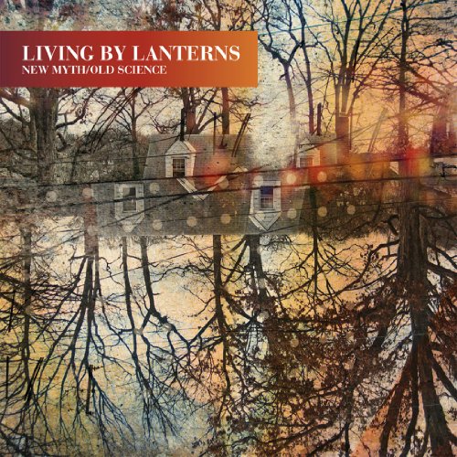 "Album cover with a house and trees reflected in water, layered image."