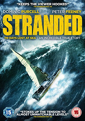 DVD cover for "Stranded" showing a boat in a stormy sea with lightning.